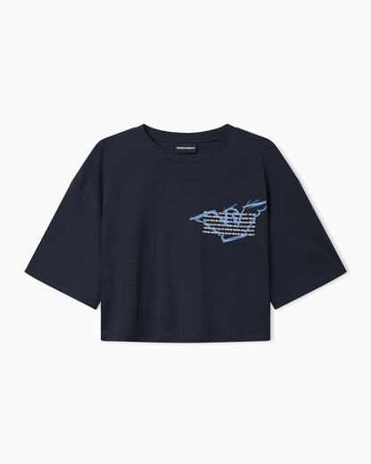 Emporio Armani Three-pack of eagle-print jersey cropped T-shirts