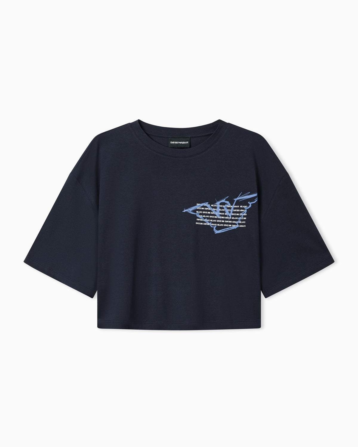 Emporio Armani Cropped jersey T-shirt with eagle print