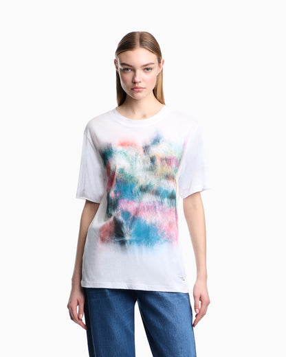 Emporio Armani Lightweight jersey T-shirt with multicolour print