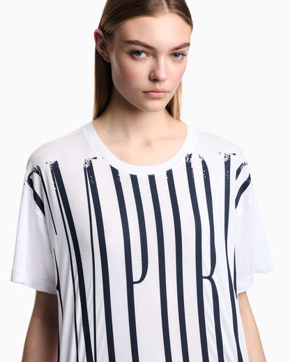 Emporio Armani Lightweight jersey T-shirt with oversized Emporio lettering
