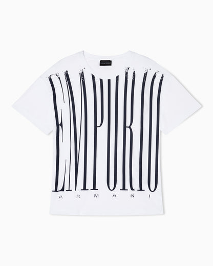Emporio Armani Lightweight jersey T-shirt with oversized Emporio lettering