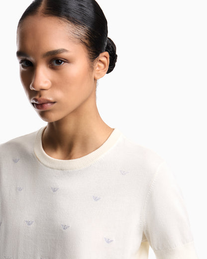 Emporio Armani Jumper with all-over micro eagle embroidery