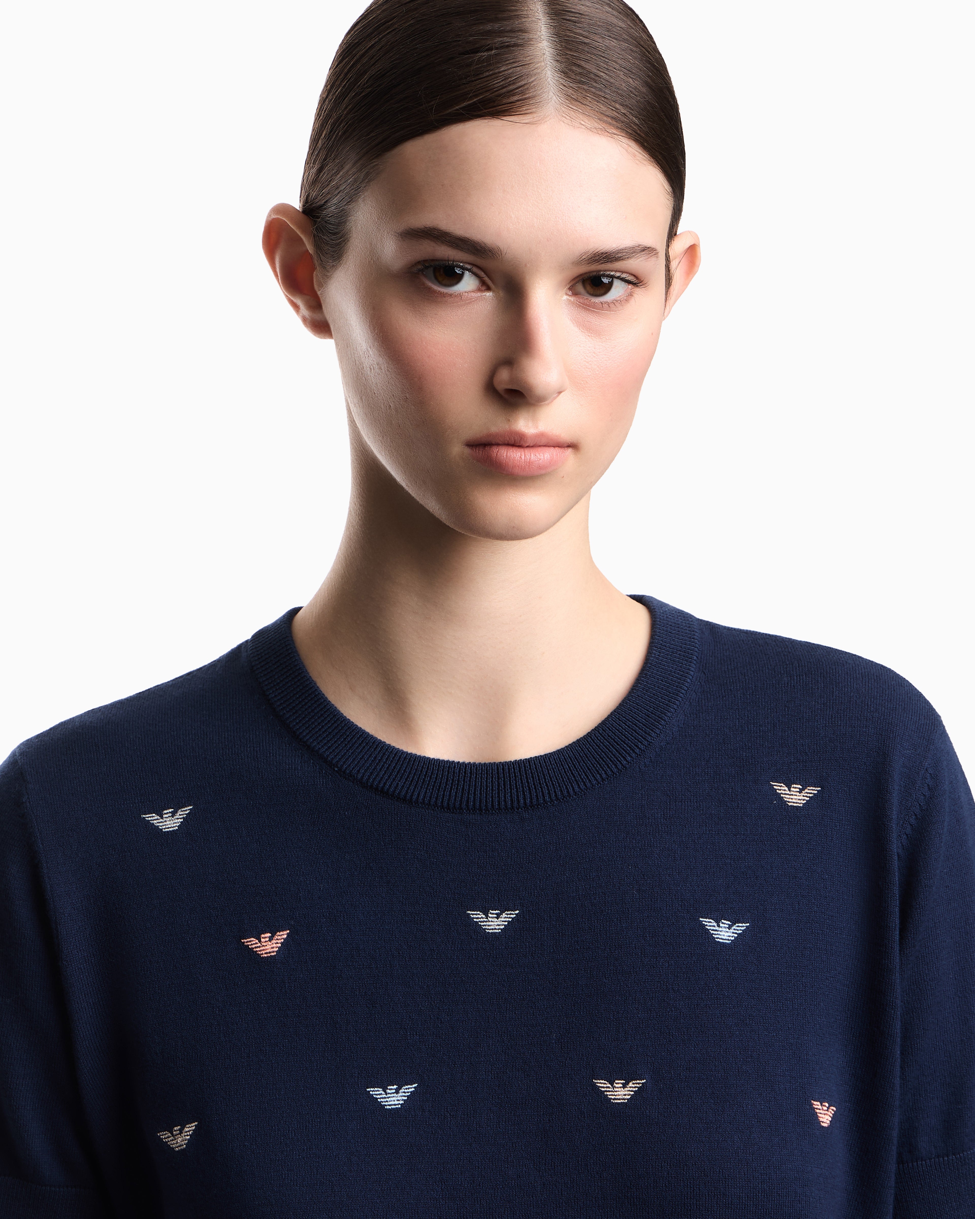 Emporio Armani Jumper with all-over micro eagle embroidery