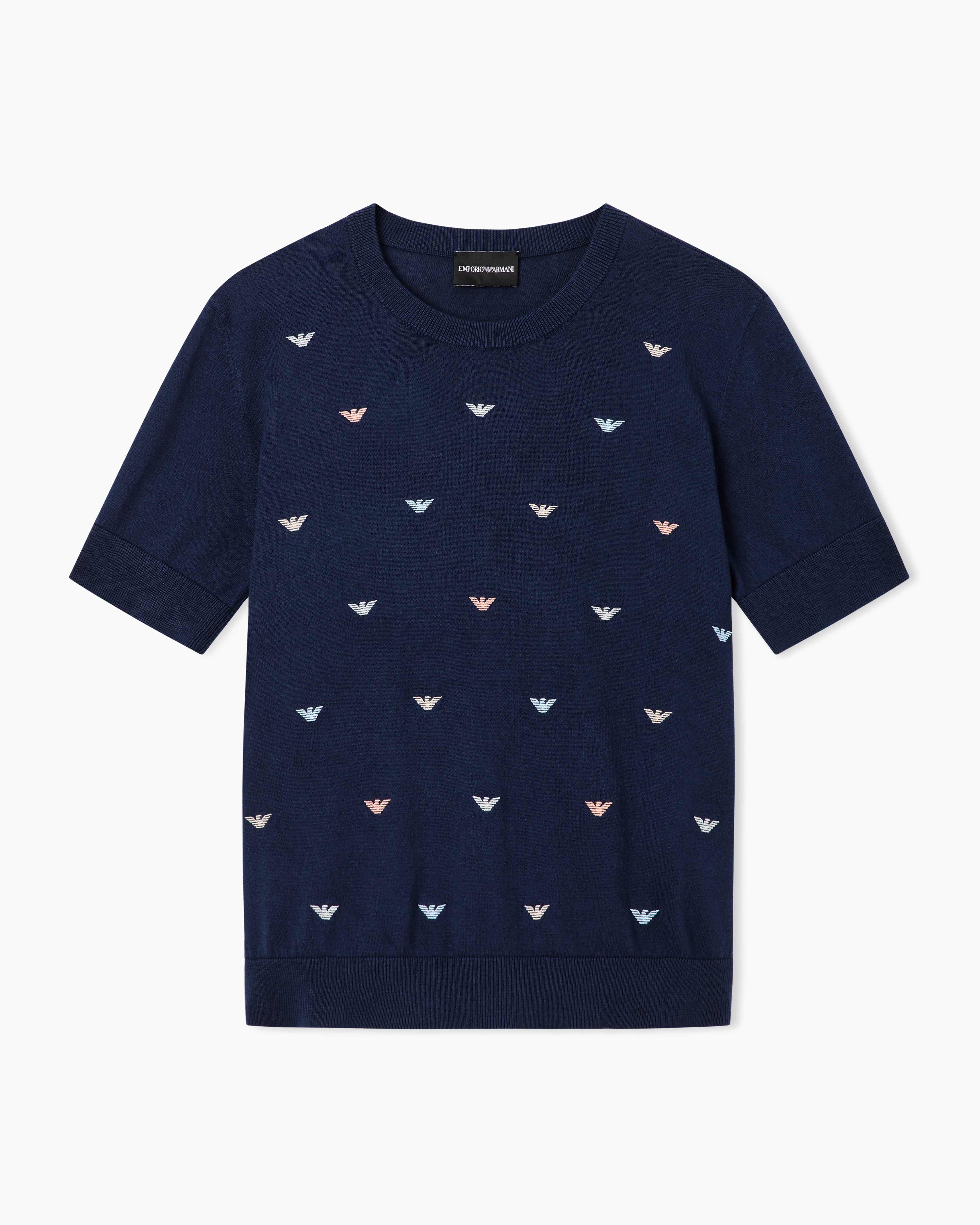 Emporio Armani Jumper with all-over micro eagle embroidery
