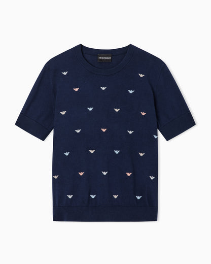 Emporio Armani Jumper with all-over micro eagle embroidery