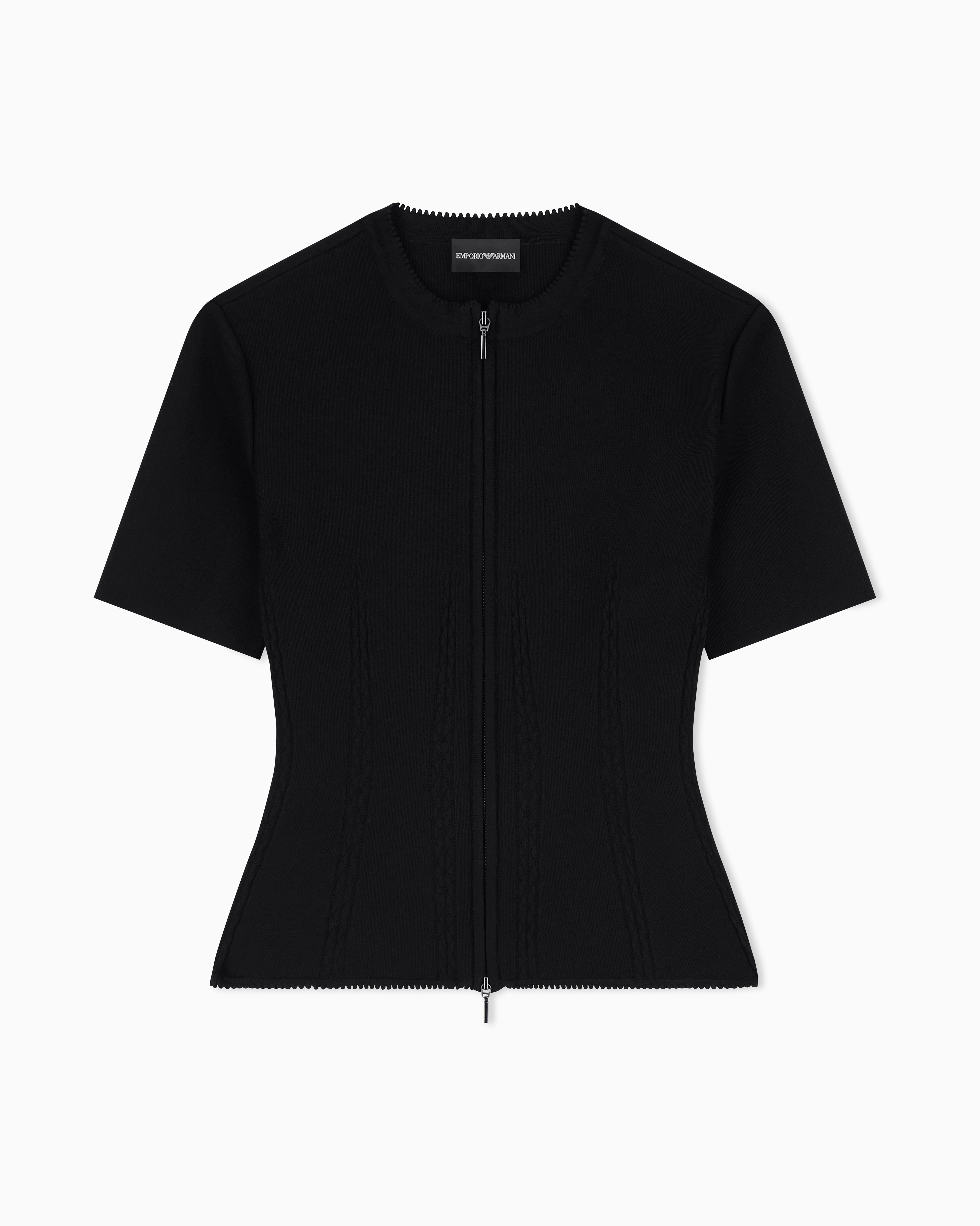 Emporio Armani Fabric-stitch knit zip-up jacket