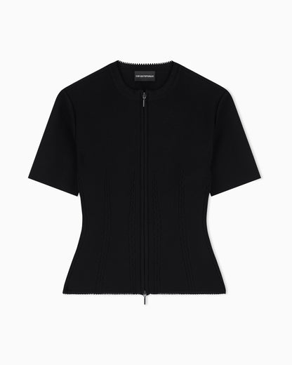 Emporio Armani Fabric-stitch knit zip-up jacket
