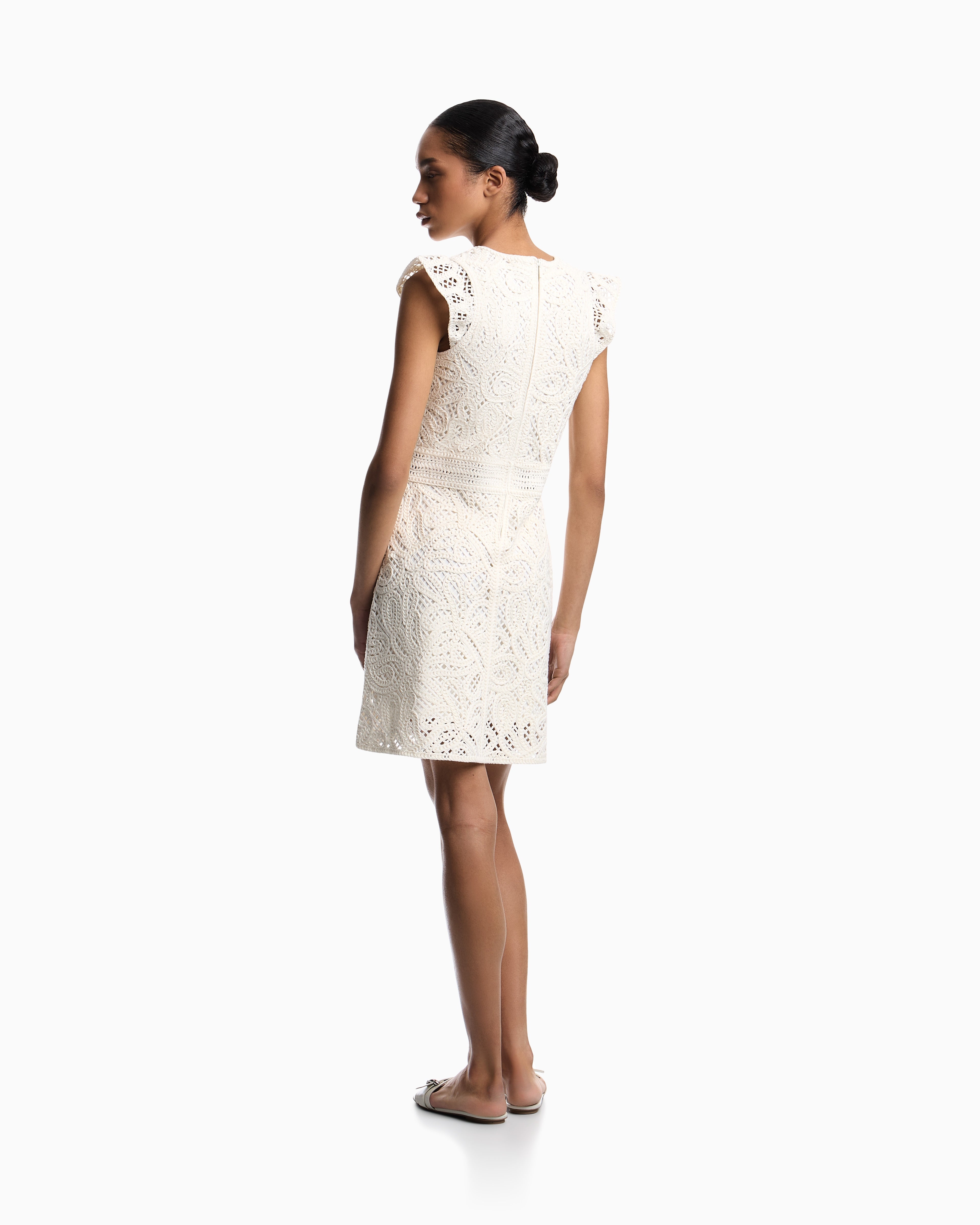 Emporio Armani Dress in macramé-effect Cornely embroidered fabric