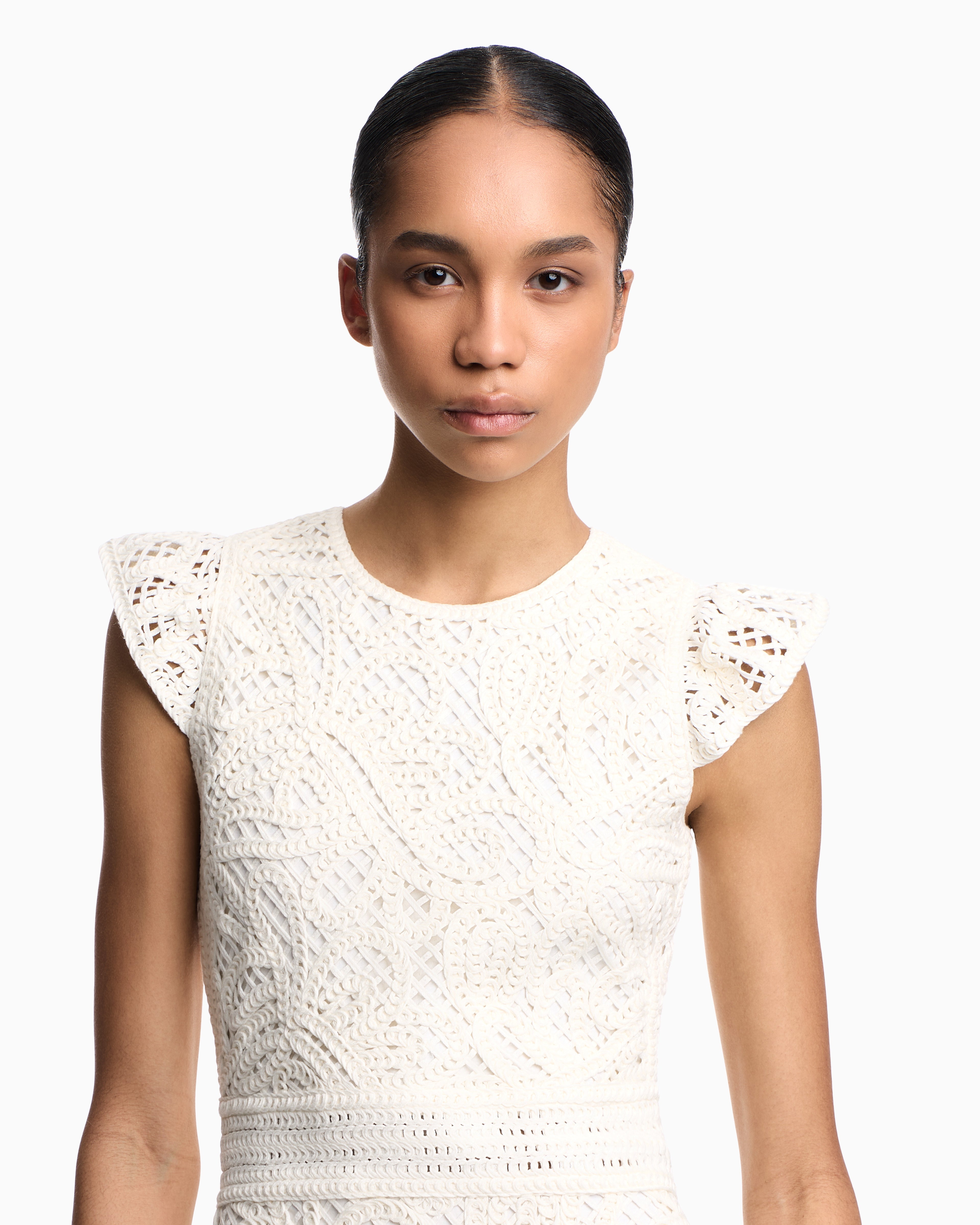 Emporio Armani Dress in macramé-effect Cornely embroidered fabric