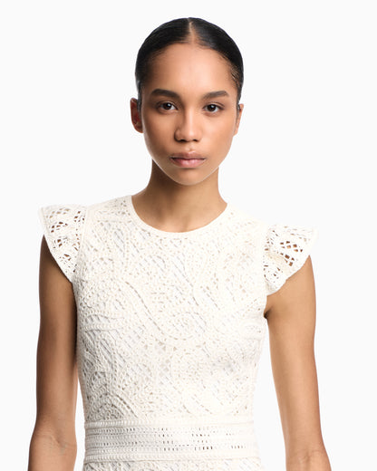 Emporio Armani Dress in macramé-effect Cornely embroidered fabric