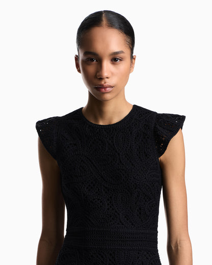 Emporio Armani Dress in macramé-effect Cornely embroidered fabric