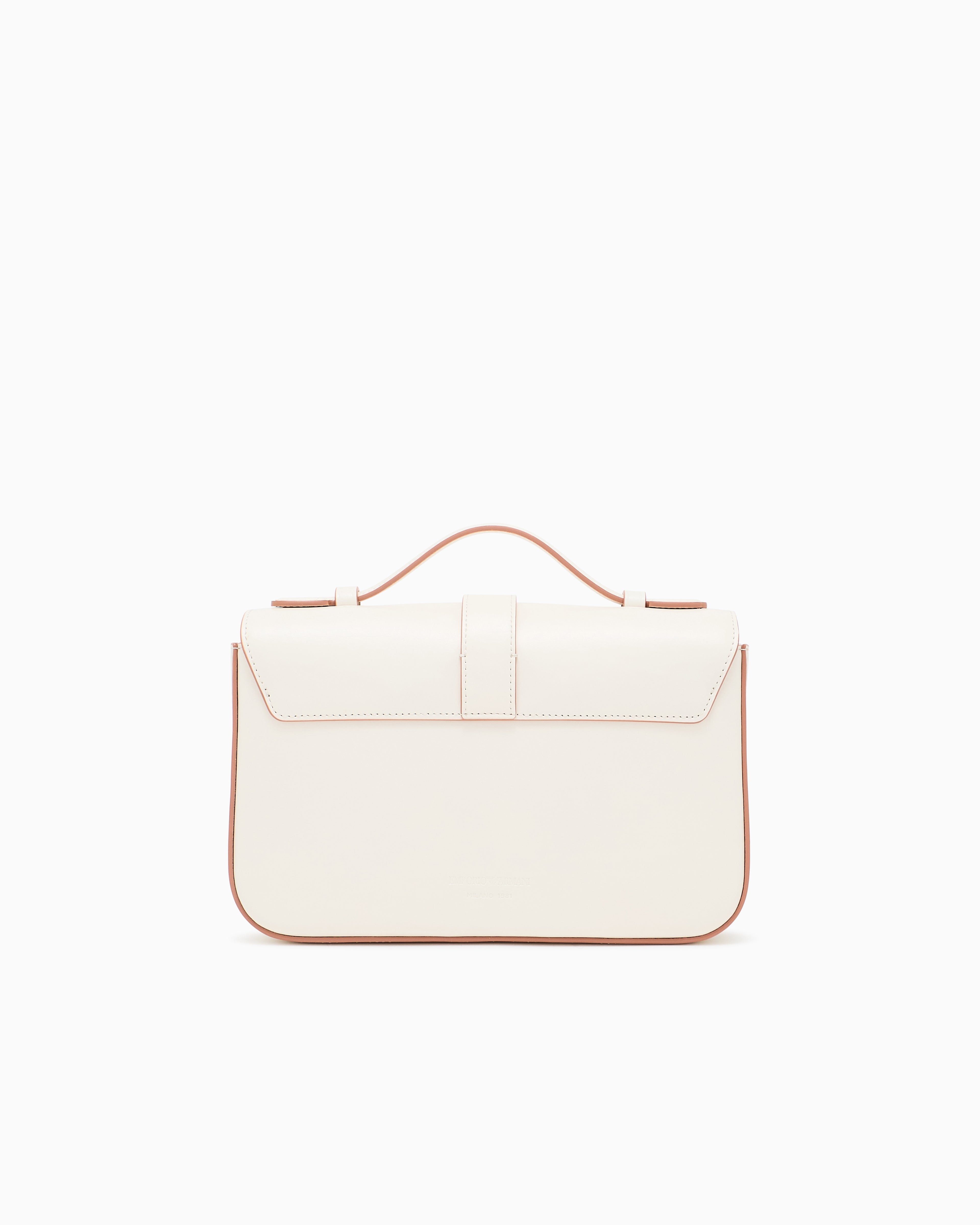 Emporio Armani Top handle bag in smooth leather with a metal clasp