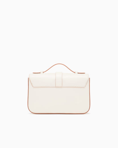 Emporio Armani Top handle bag in smooth leather with a metal clasp