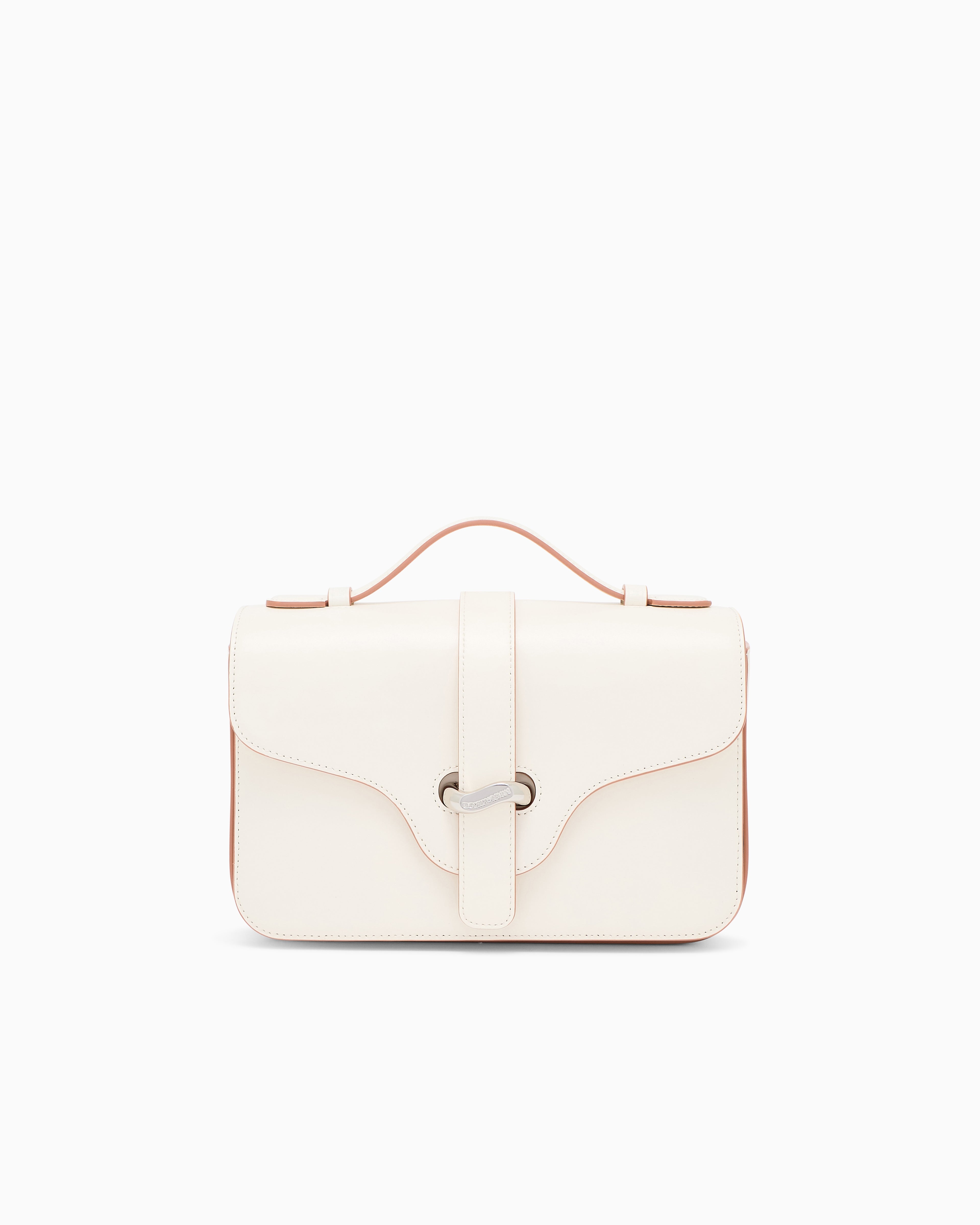 Emporio Armani Top handle bag in smooth leather with a metal clasp