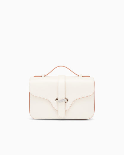 Emporio Armani Top handle bag in smooth leather with a metal clasp