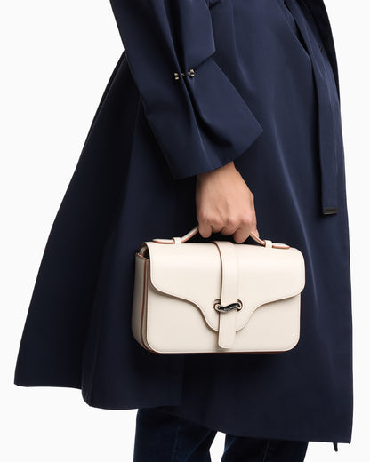 Emporio Armani Top handle bag in smooth leather with a metal clasp