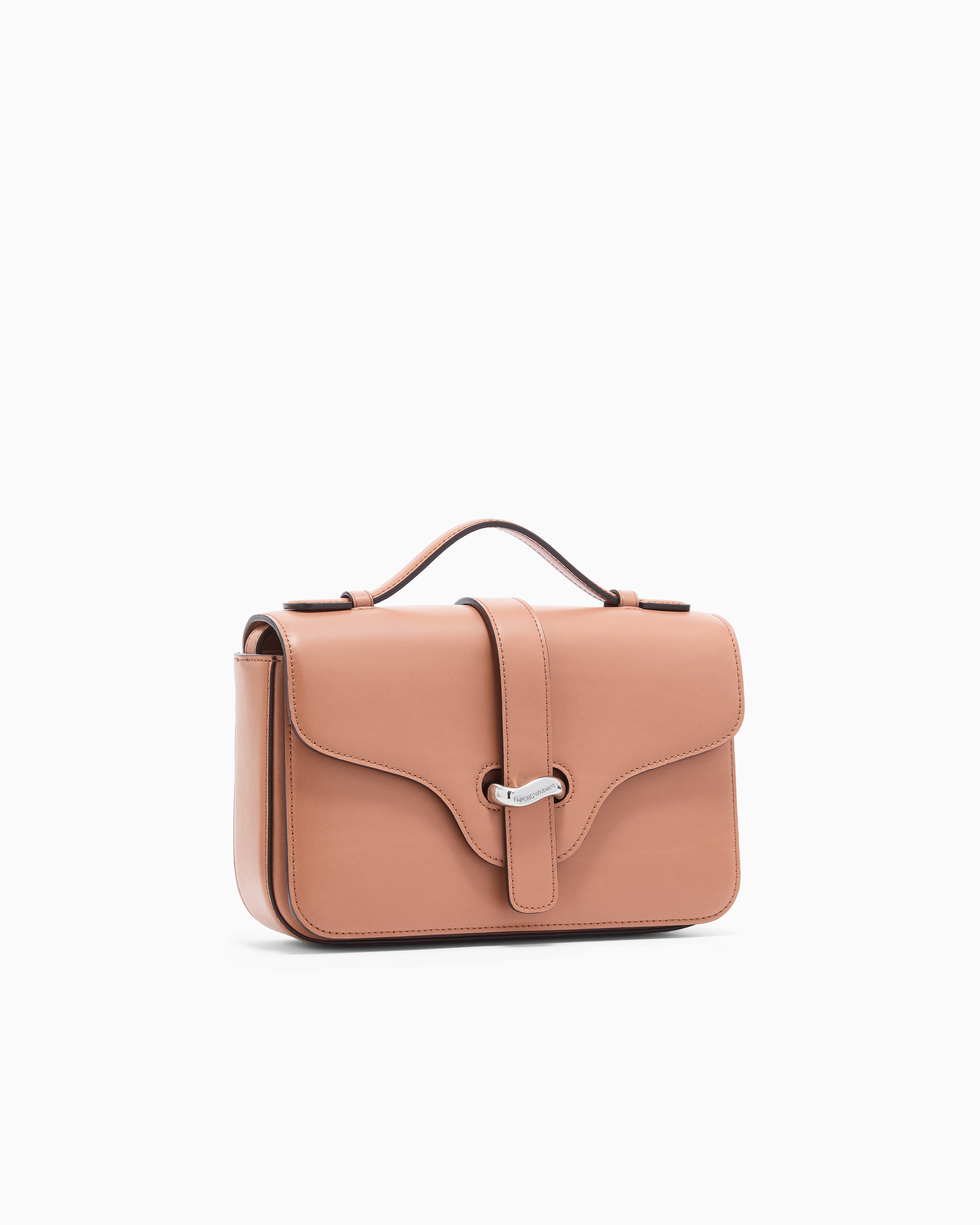 Emporio Armani Top handle bag in smooth leather with a metal clasp