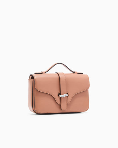Emporio Armani Top handle bag in smooth leather with a metal clasp