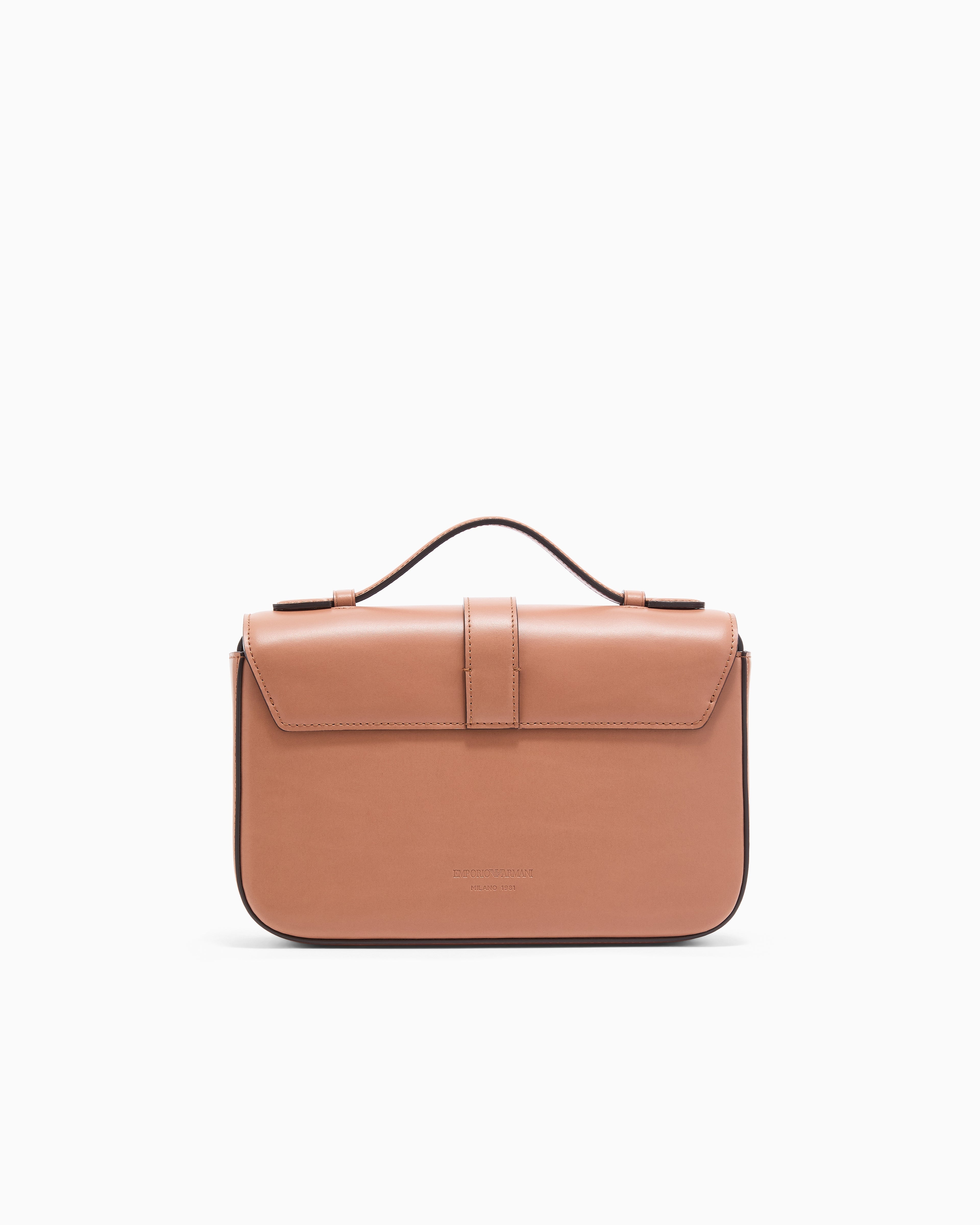 Emporio Armani Top handle bag in smooth leather with a metal clasp