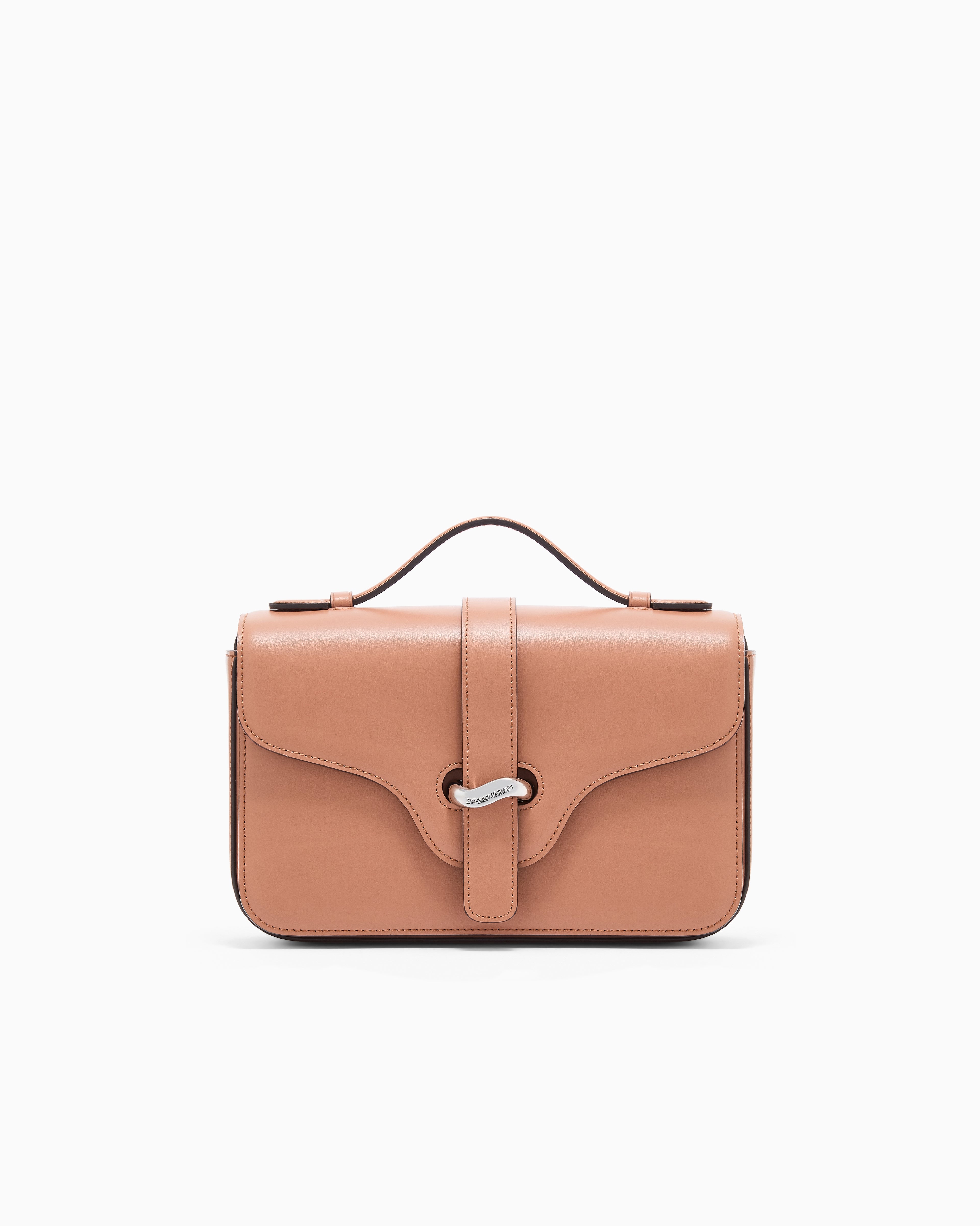 Emporio Armani Top handle bag in smooth leather with a metal clasp