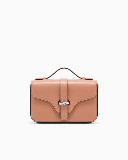 Emporio Armani Top handle bag in smooth leather with a metal clasp