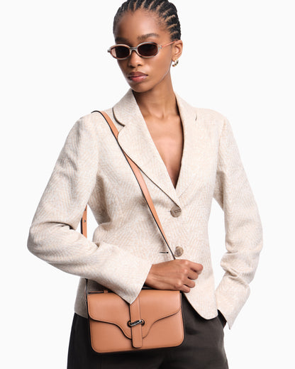 Emporio Armani Top handle bag in smooth leather with a metal clasp
