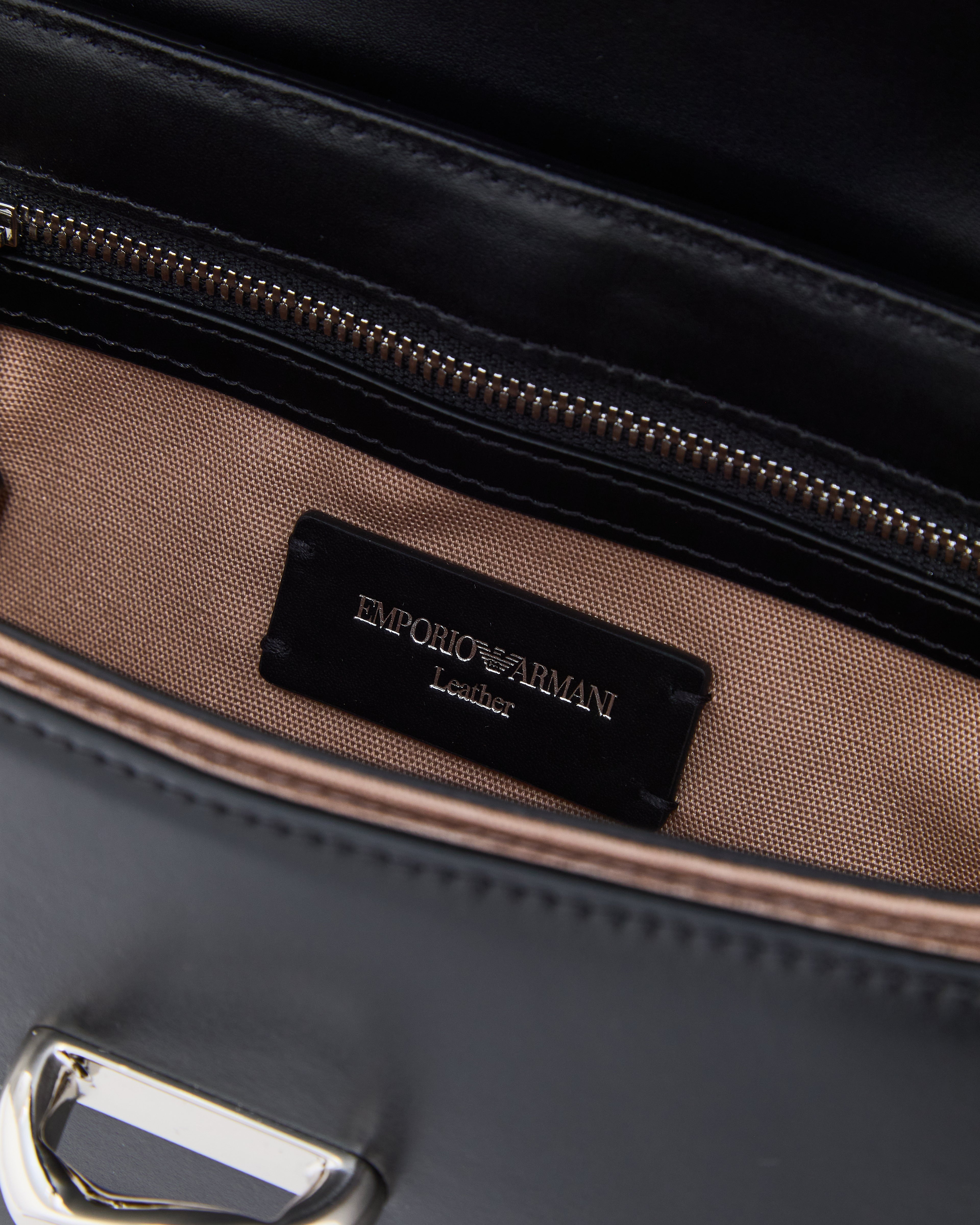 Emporio Armani Top handle bag in smooth leather with a metal clasp