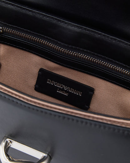 Emporio Armani Top handle bag in smooth leather with a metal clasp