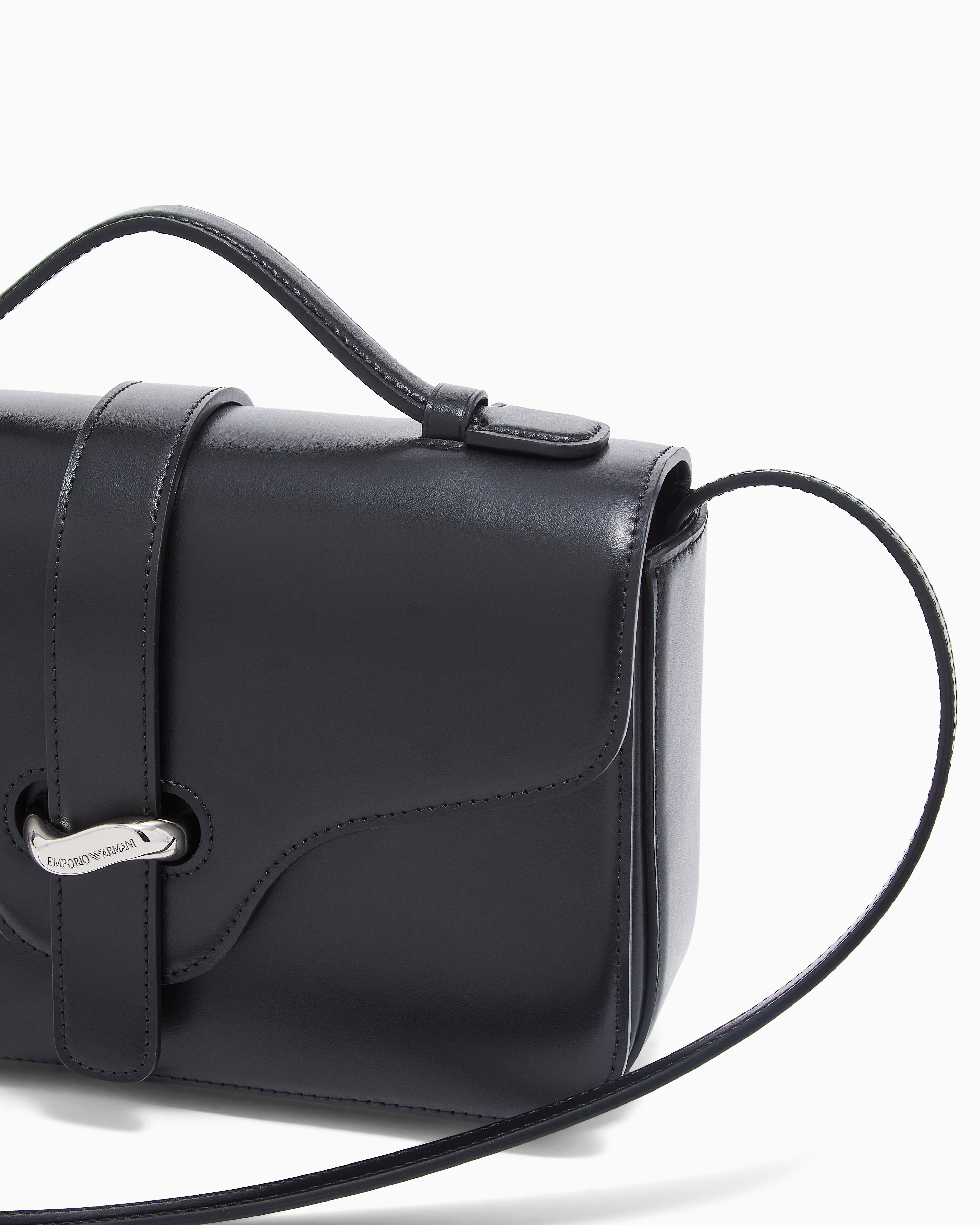 Emporio Armani Top handle bag in smooth leather with a metal clasp