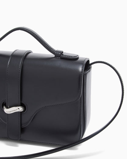 Emporio Armani Top handle bag in smooth leather with a metal clasp