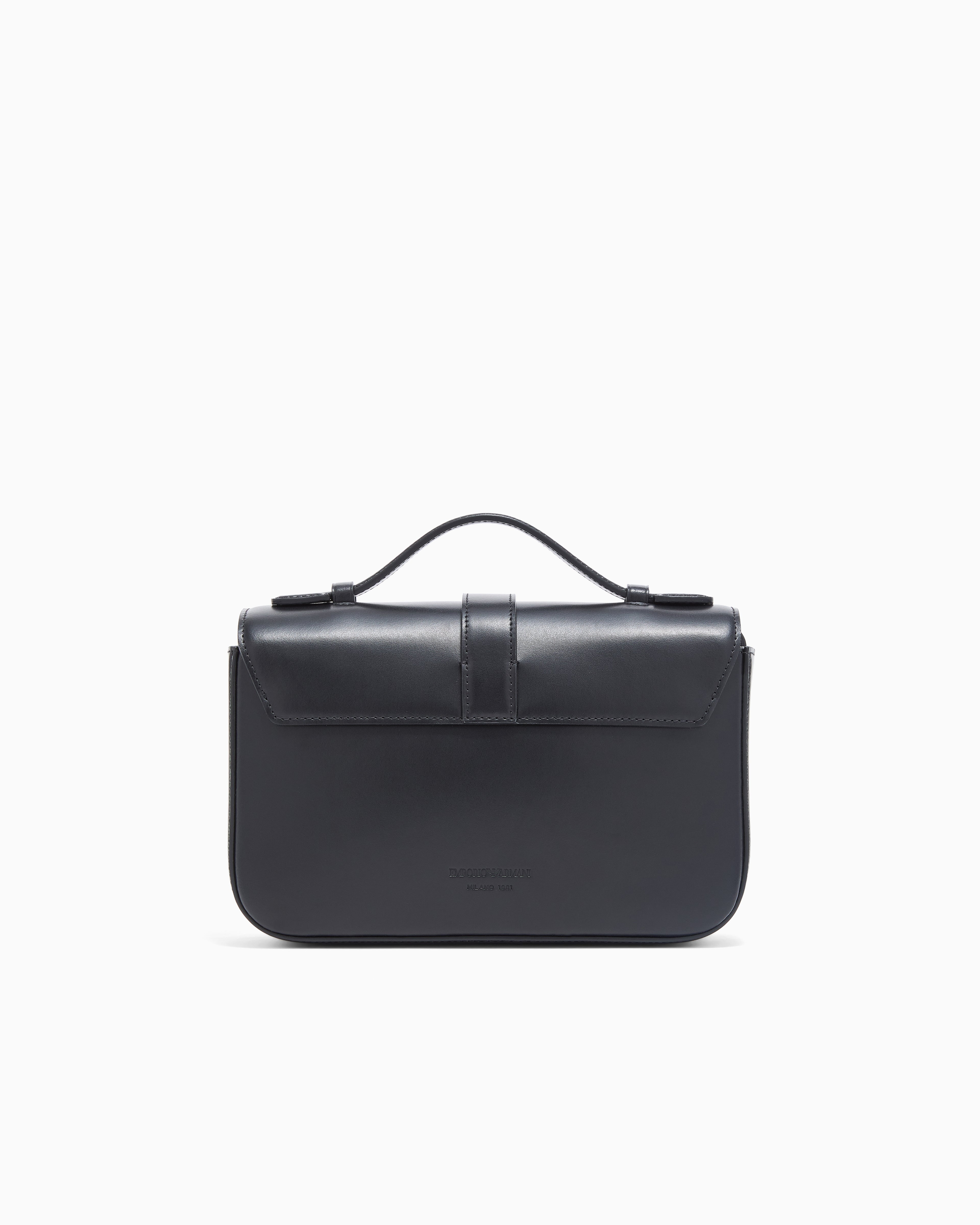 Emporio Armani Top handle bag in smooth leather with a metal clasp