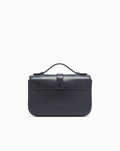 Emporio Armani Top handle bag in smooth leather with a metal clasp