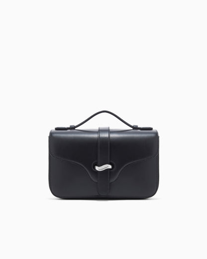 Emporio Armani Top handle bag in smooth leather with a metal clasp