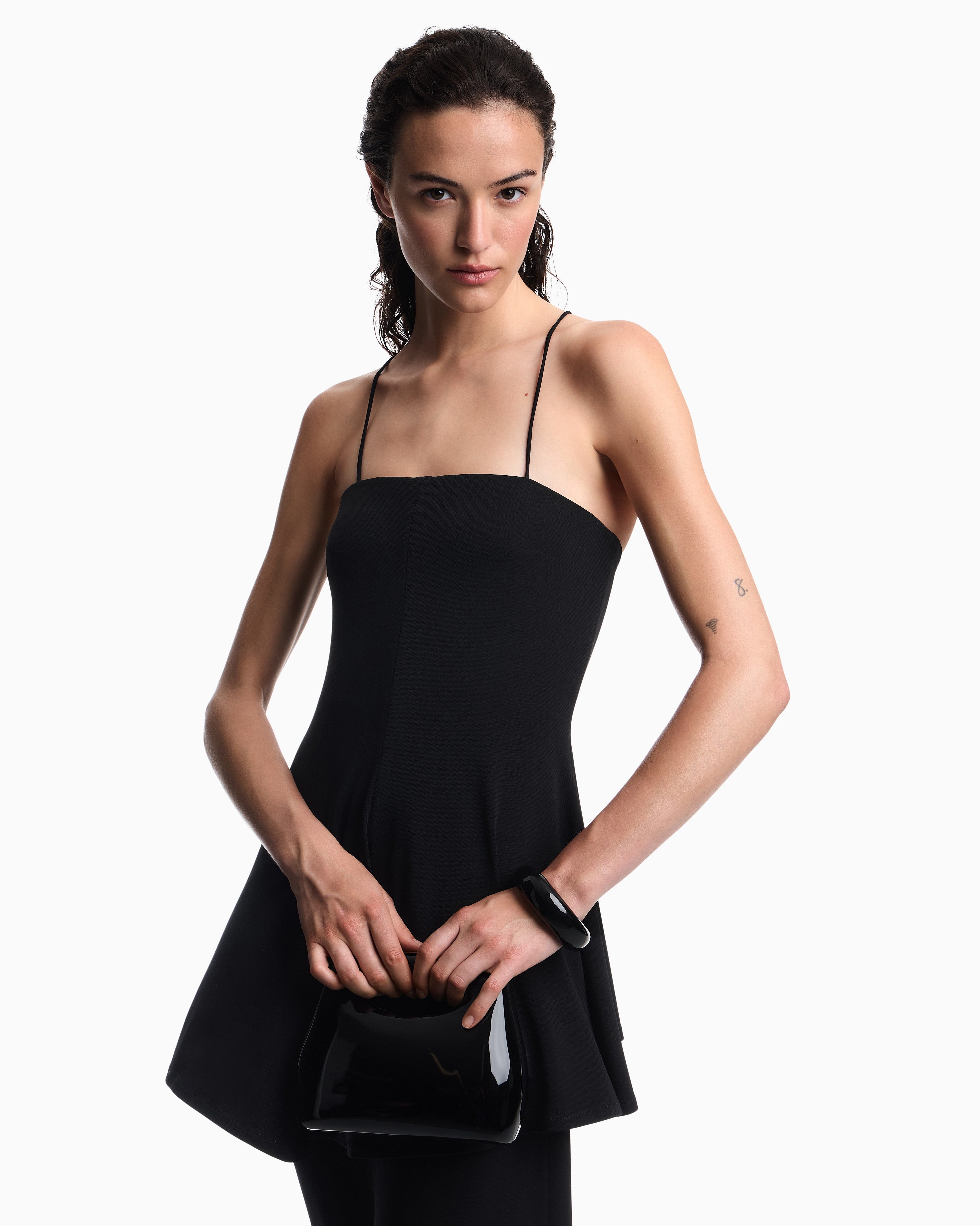 Emporio Armani Two-piece effect crêpe dress in stretch viscose