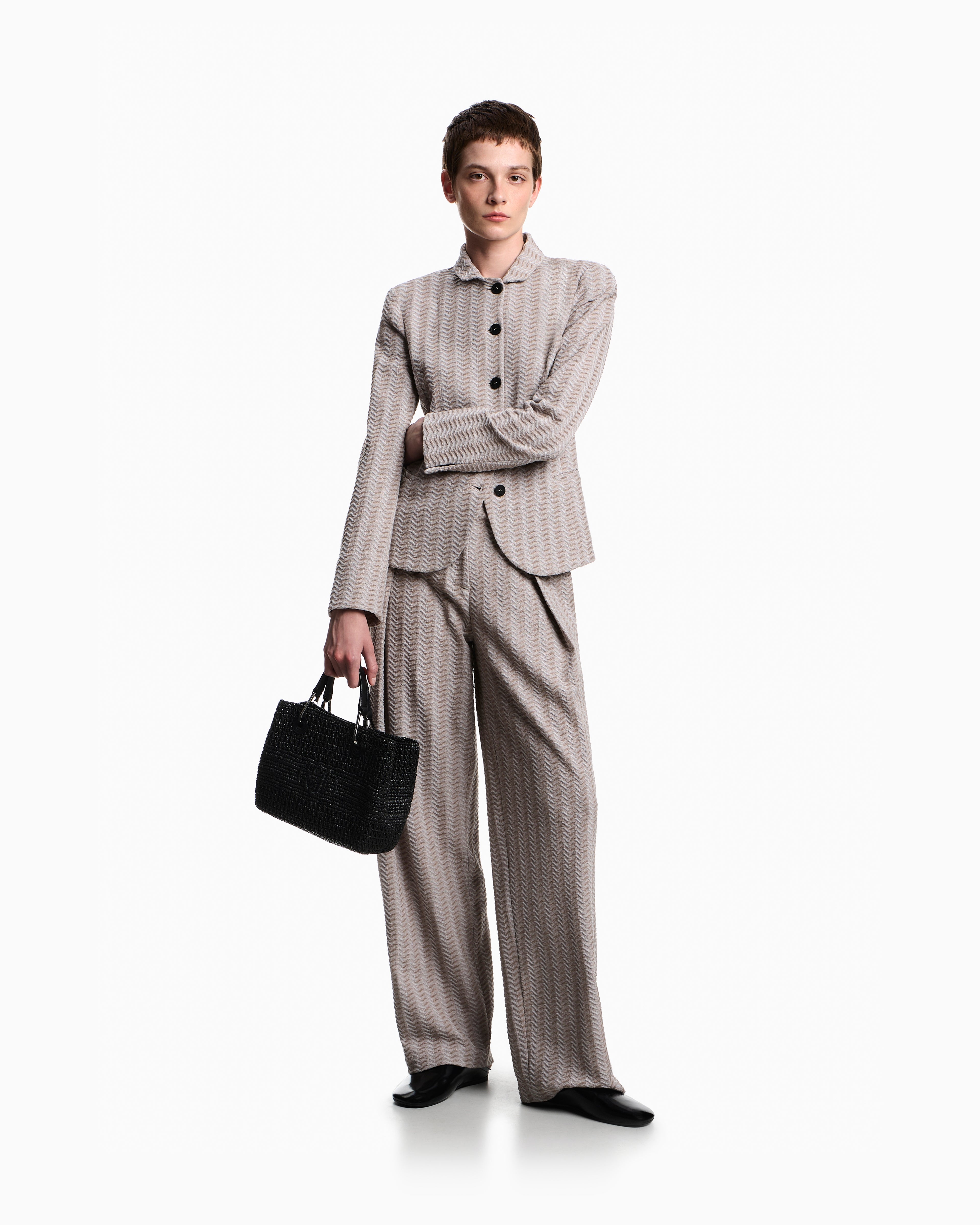 Emporio Armani Jacquard jersey knit jacket with an embossed wave design