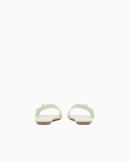 Emporio Armani Shiny Polished Leather Band Sandals White