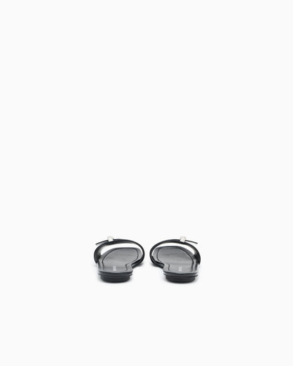 Emporio Armani Shiny Polished Leather Band Sandals Black