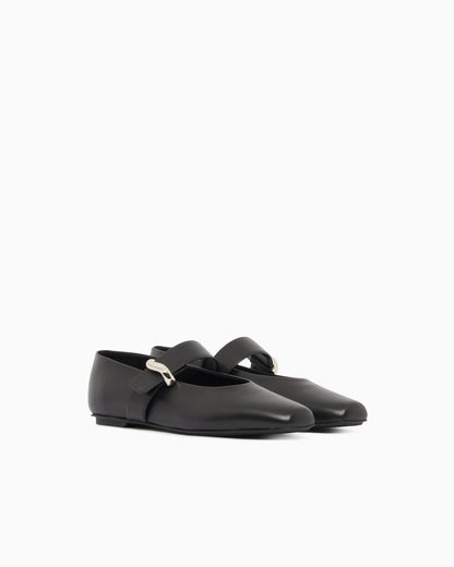 Emporio Armani Nappa-Leather Ballerinas Black