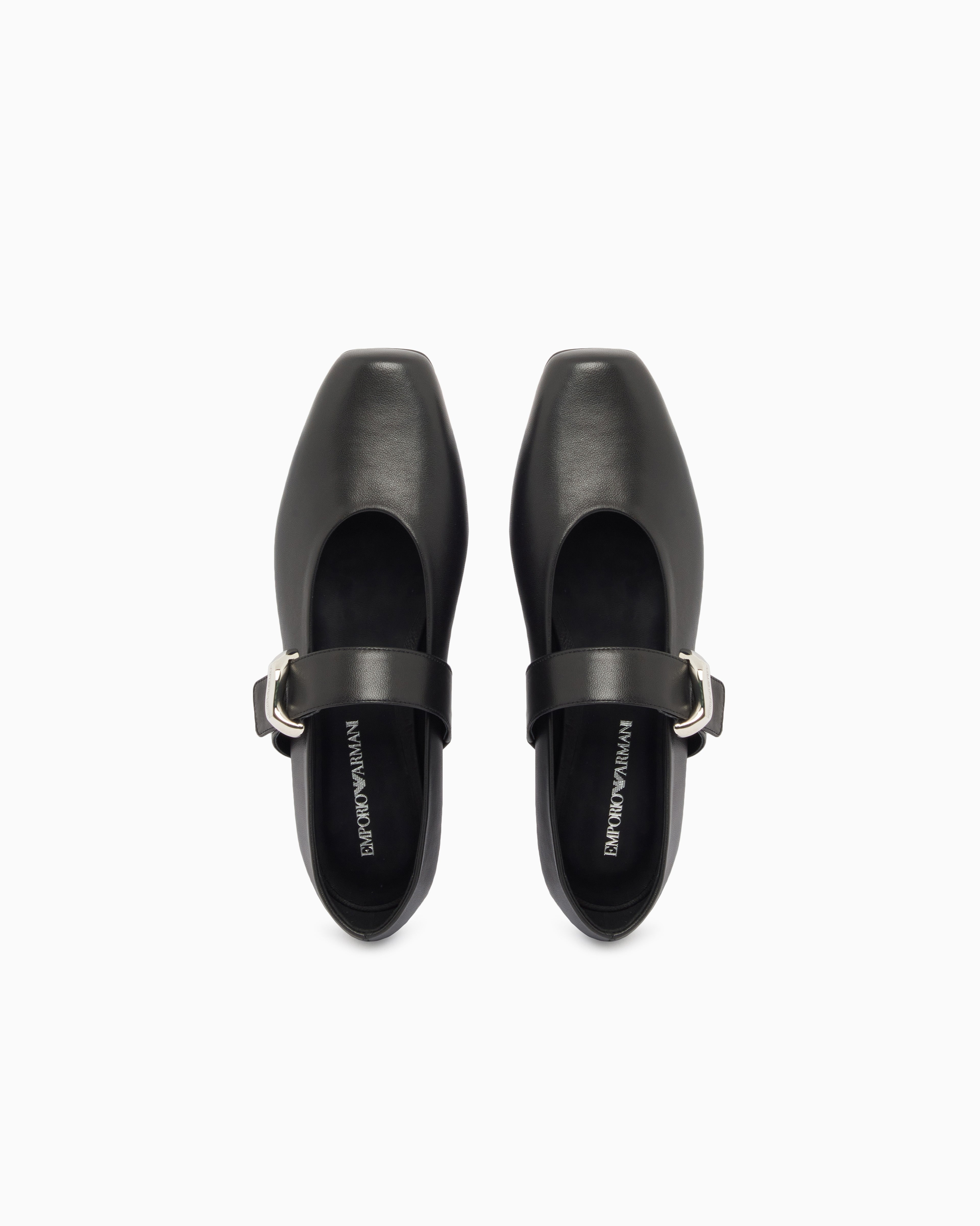Emporio Armani Nappa-Leather Ballerinas Black