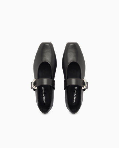 Emporio Armani Nappa-Leather Ballerinas Black