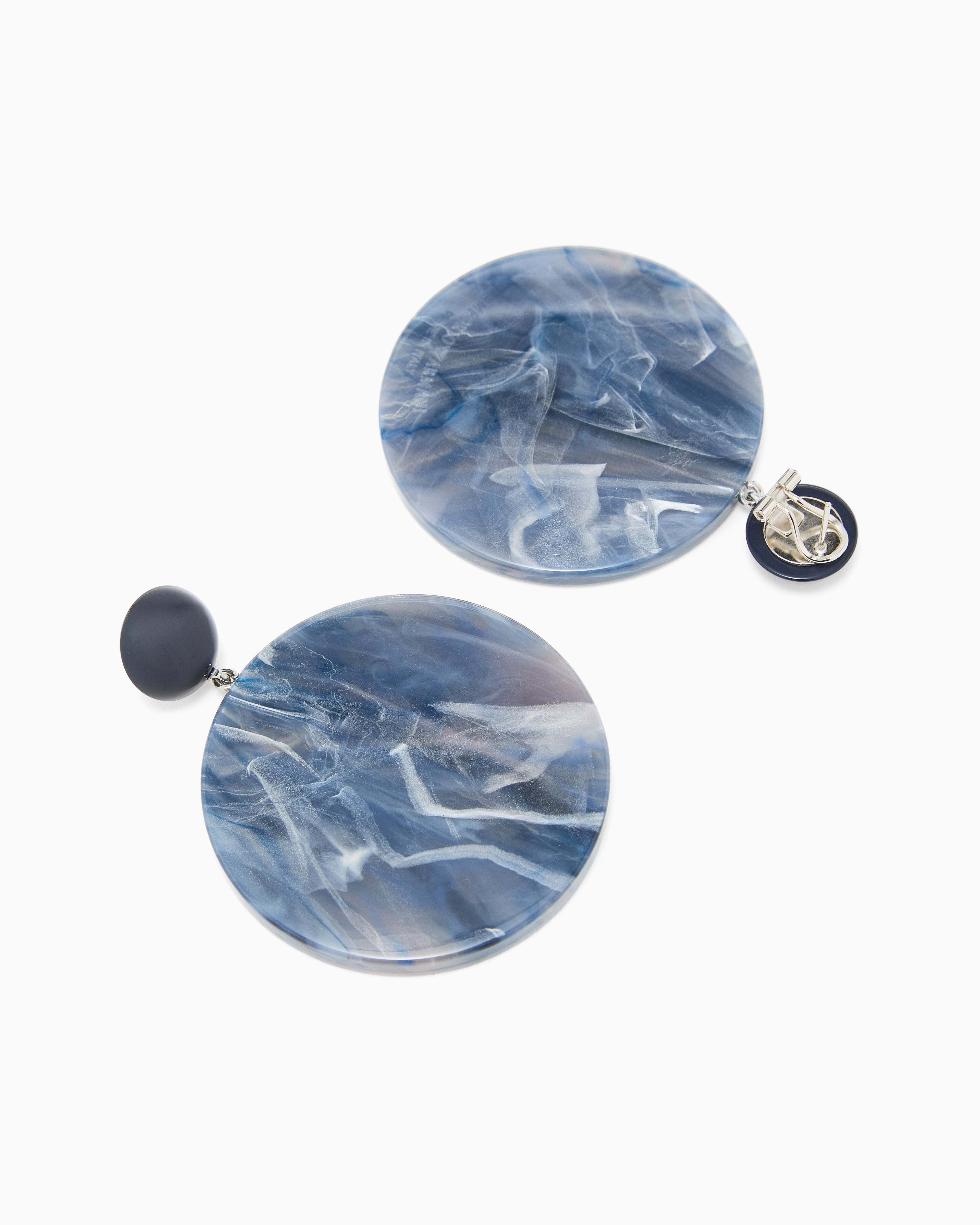 Emporio Armani Oversized round pendant earrings with a marbled finish