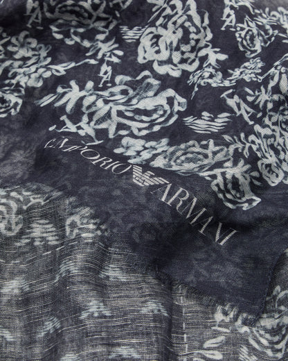 Emporio Armani Linen blend stole with a bandana print