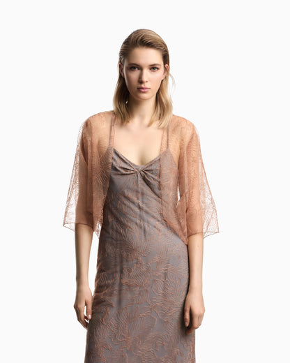 Emporio Armani Embroidered tulle cape
