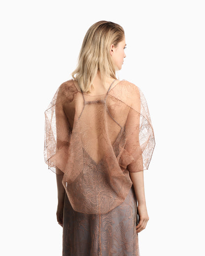 Emporio Armani Embroidered tulle cape