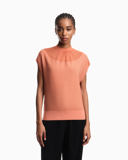 Emporio Armani Links stitch Lyocell-blend jumper with yoke