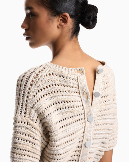 Emporio Armani Short-sleeved jumper with perforated knit