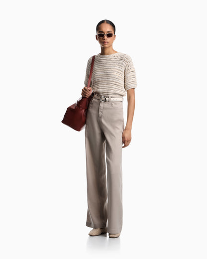Emporio Armani Short-sleeved jumper with perforated knit