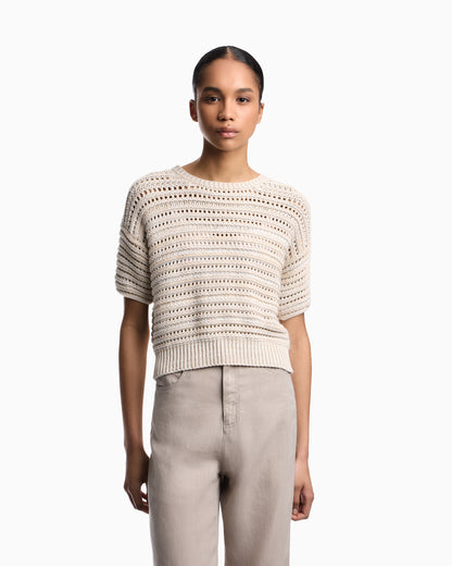 Emporio Armani Short-sleeved jumper with perforated knit