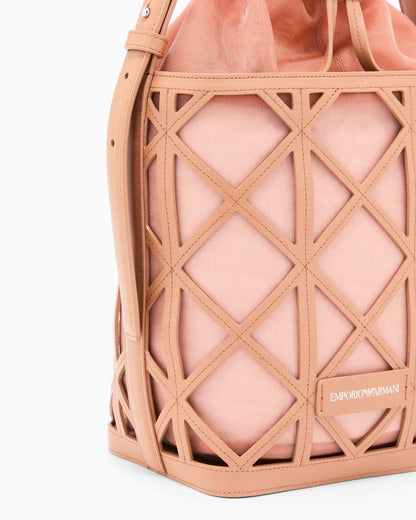 Emporio Armani Leather and mesh bucket bag