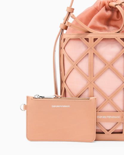 Emporio Armani Leather and mesh bucket bag